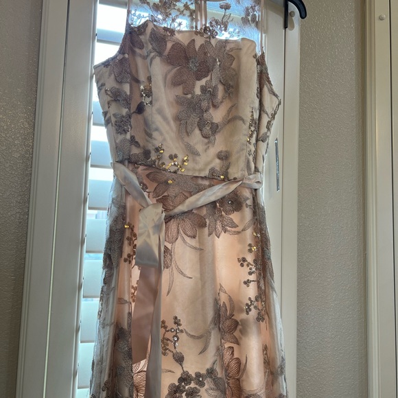 TAHARI Arthur S. Levine,  dress in size M color Rose Gold and cream background - Picture 8 of 16